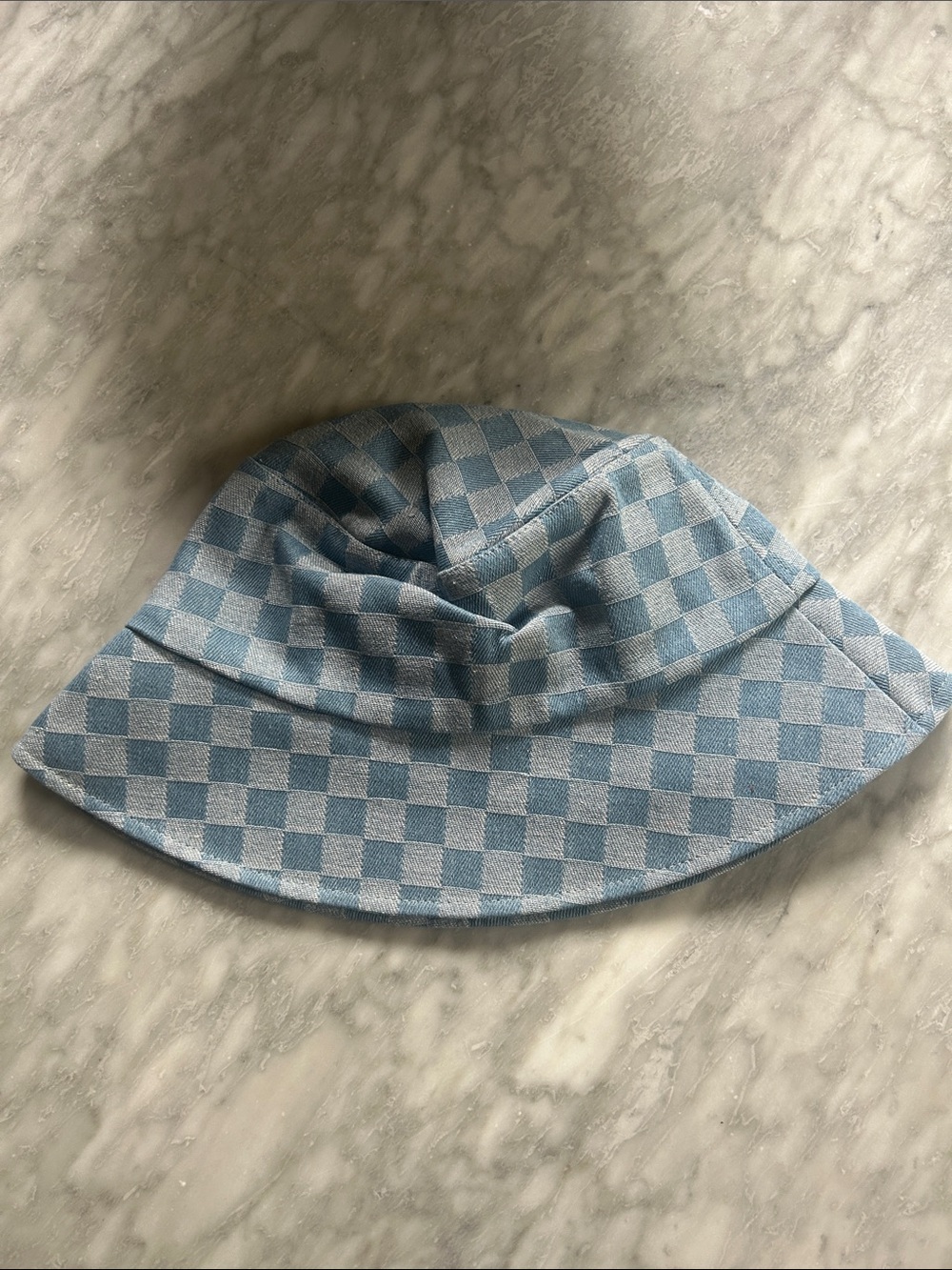SHEIN Light Blue Checkered Bucket Hat